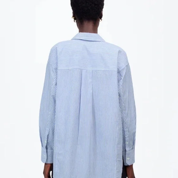 Madewell Poplin Side-Panel Shirt
Double Weave Blue and White Stripe
Size Large - Picture 4 of 6